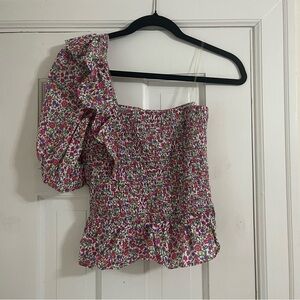 DO+BE Floral Smocked One-Shoulder Top